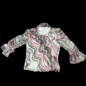 Ruffle Accent 3/4 Sheer Sleeve Fully Lined size L Womens Career Office